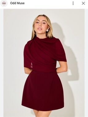Odd Muse Burgundy Draped Mini Dress